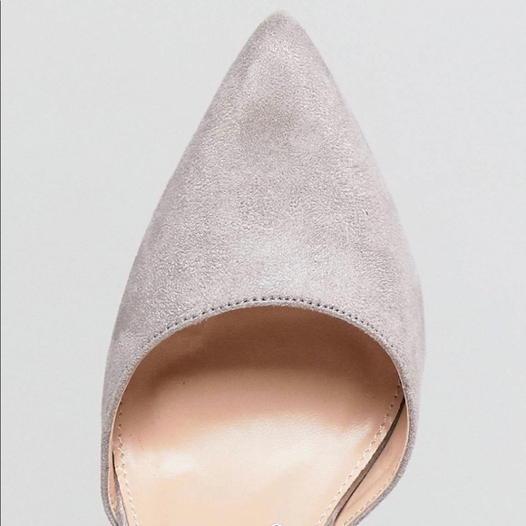 Velvet Light Grey Lace Up Pumps - Picture 3 of 8